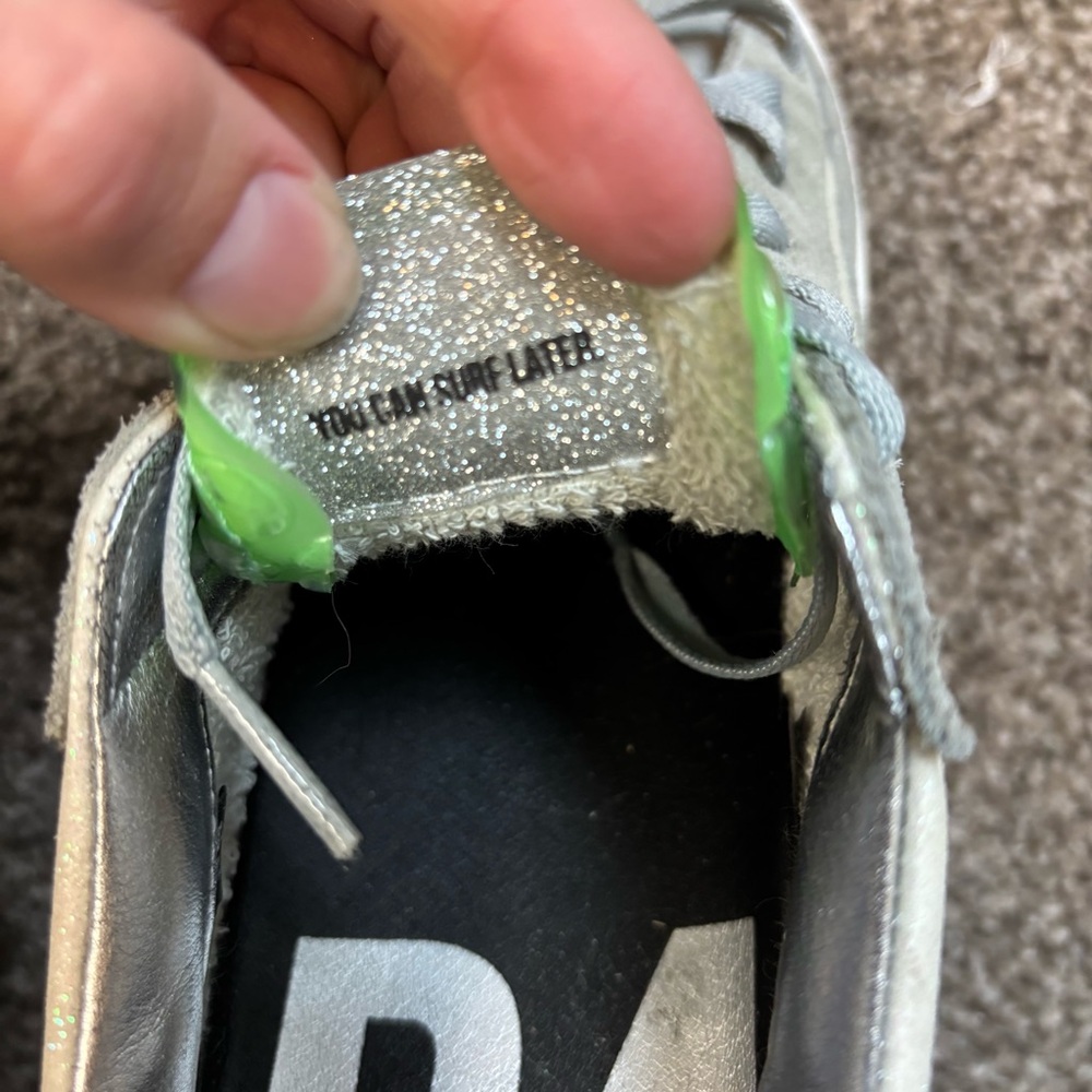 P448 John Low Top Glitter White Lime Green Bubble Sneakers size 38 - Picture 4 of 6